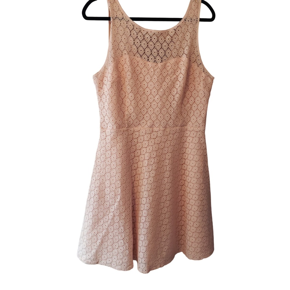 Betsey Johnson Womens Lace Fit‎ and Flare Dress 14 Pink 4F178